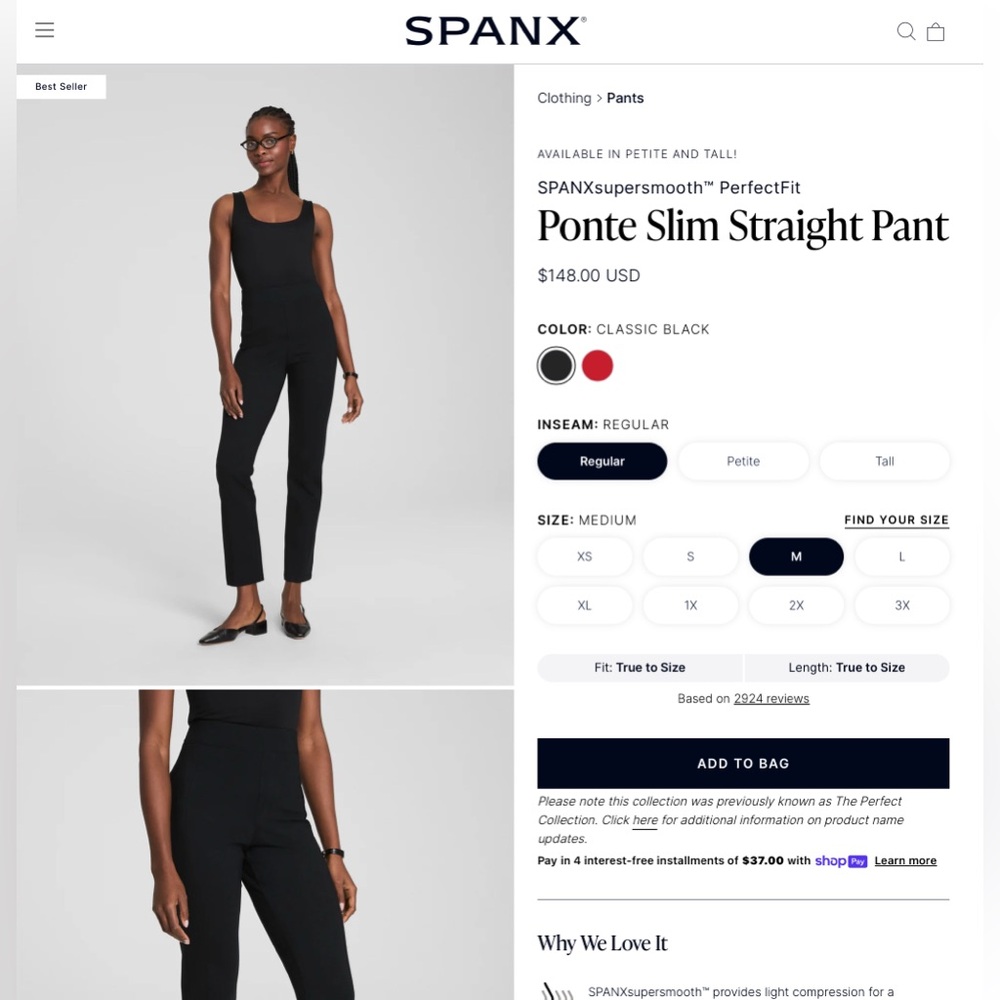 SPANX Black Skinny Pants High-Waisted Stretch